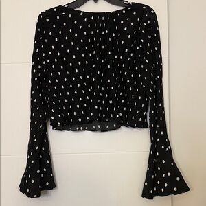 En Saison Black Blouse with White Polka Dots